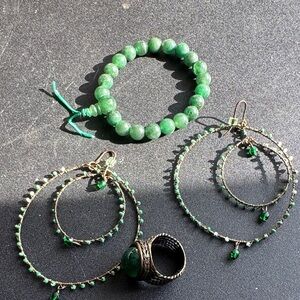 Elegant Green Beaded Jewelry Set